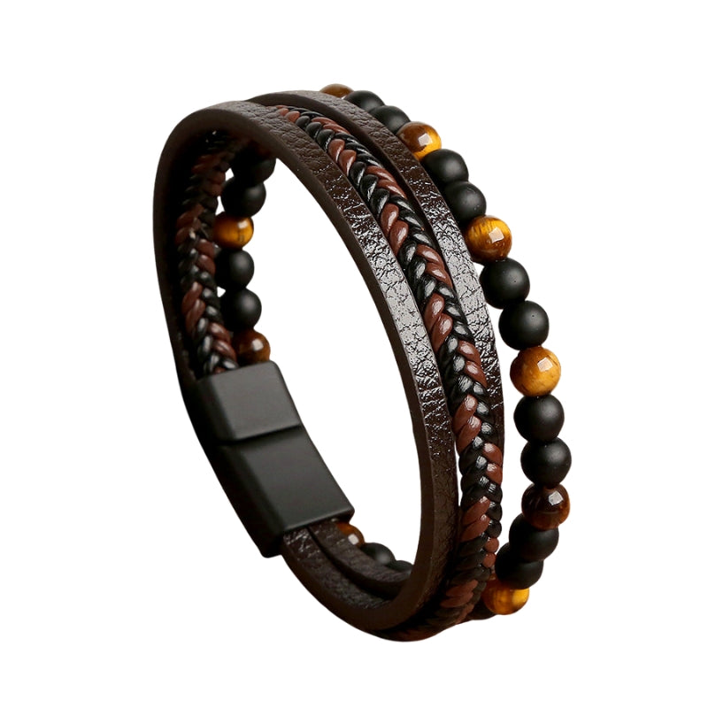 Sebastian – 4 delige Armbandset met Parelband en Magneetsluiting