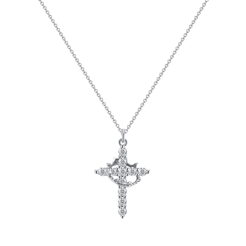 Sophia – Hangerketting met Kroon- en Kruismotief en Verstelbare Sluiting