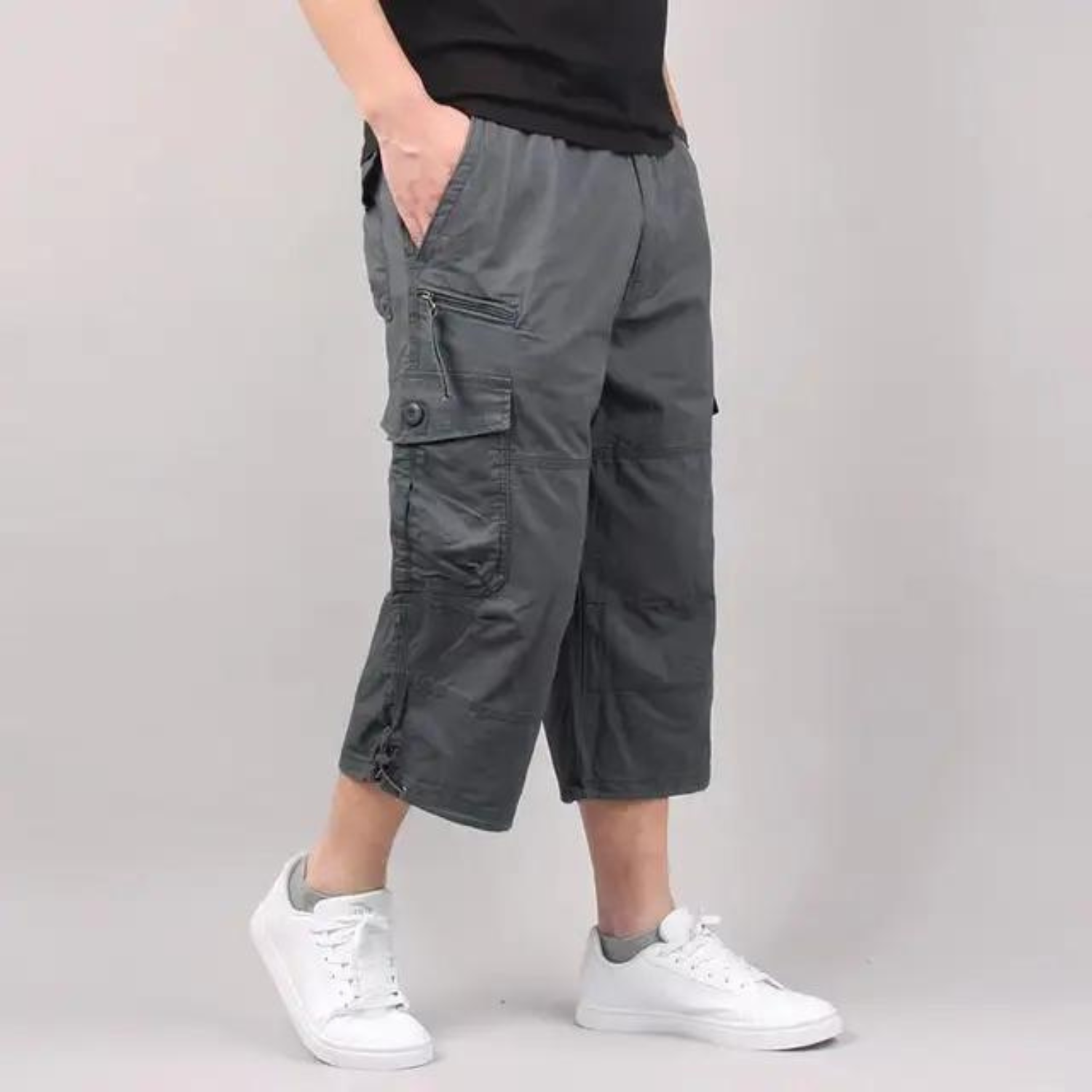 Adrian - Relaxed Lange Cargo Short met Ademend Comfort en Functionele Zakken