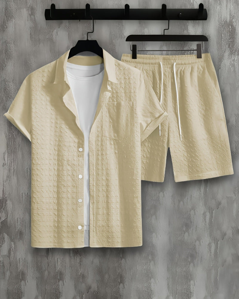 Theo – Stijlvolle tweedelige set met overhemd met korte mouwen en relaxte shorts