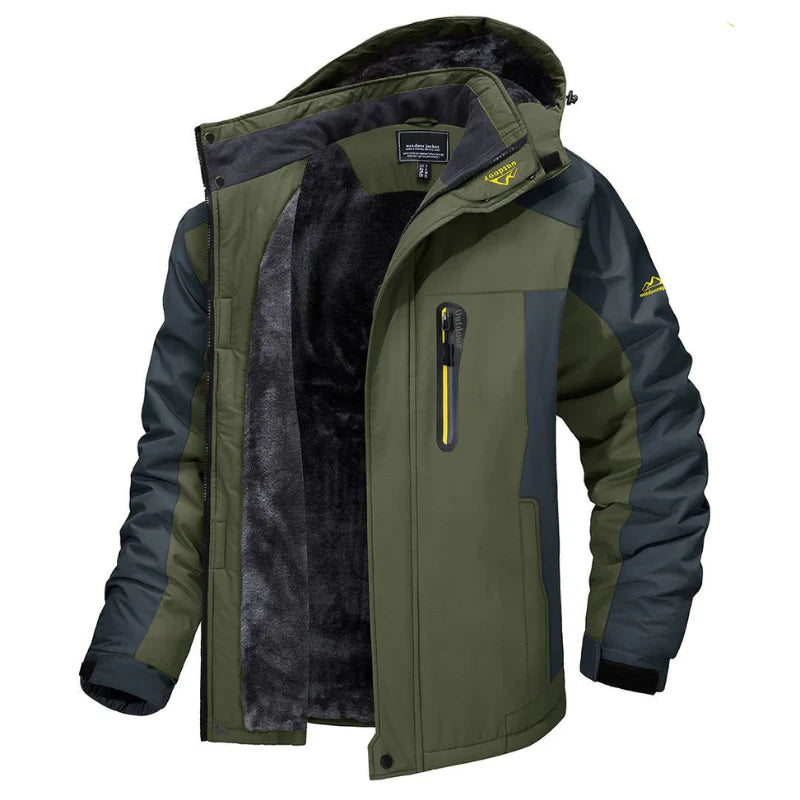 James - Classic Lange Mouwen Hooded Jas met Rits en Zakken