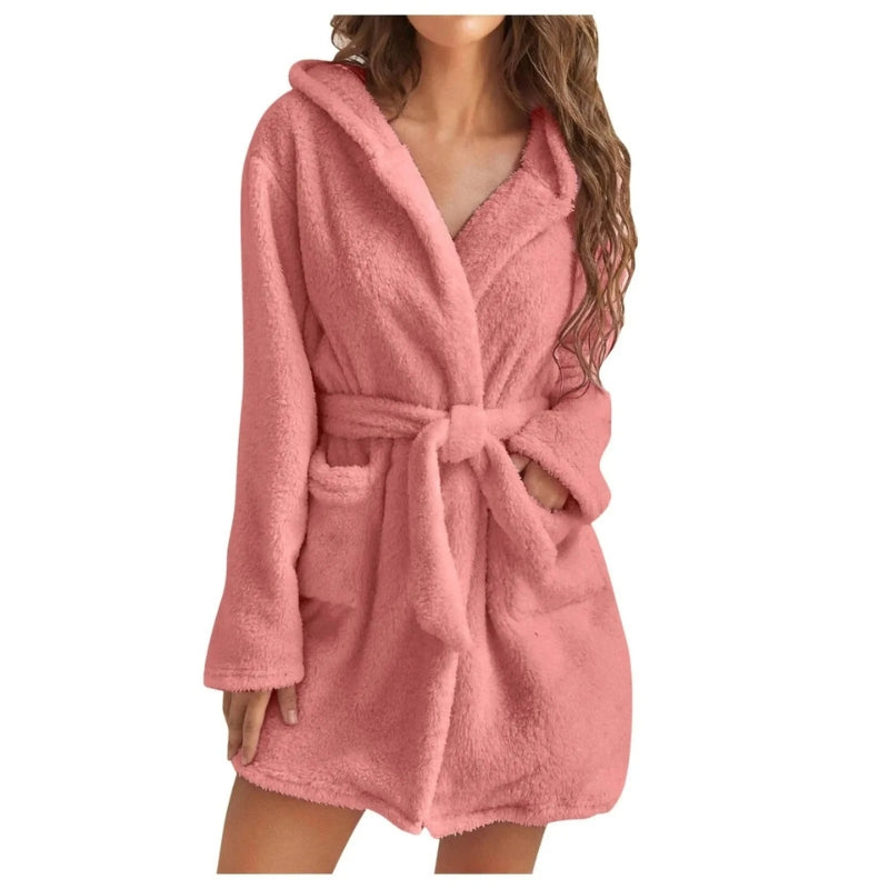Lily - Stijlvolle fleece badjas met lange mouwen en zijzakken