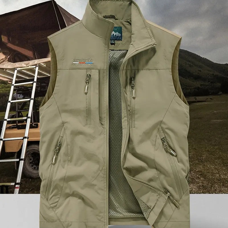 Dennis – Mouwloos Vest met Meerdere Zakken en Ritsluiting