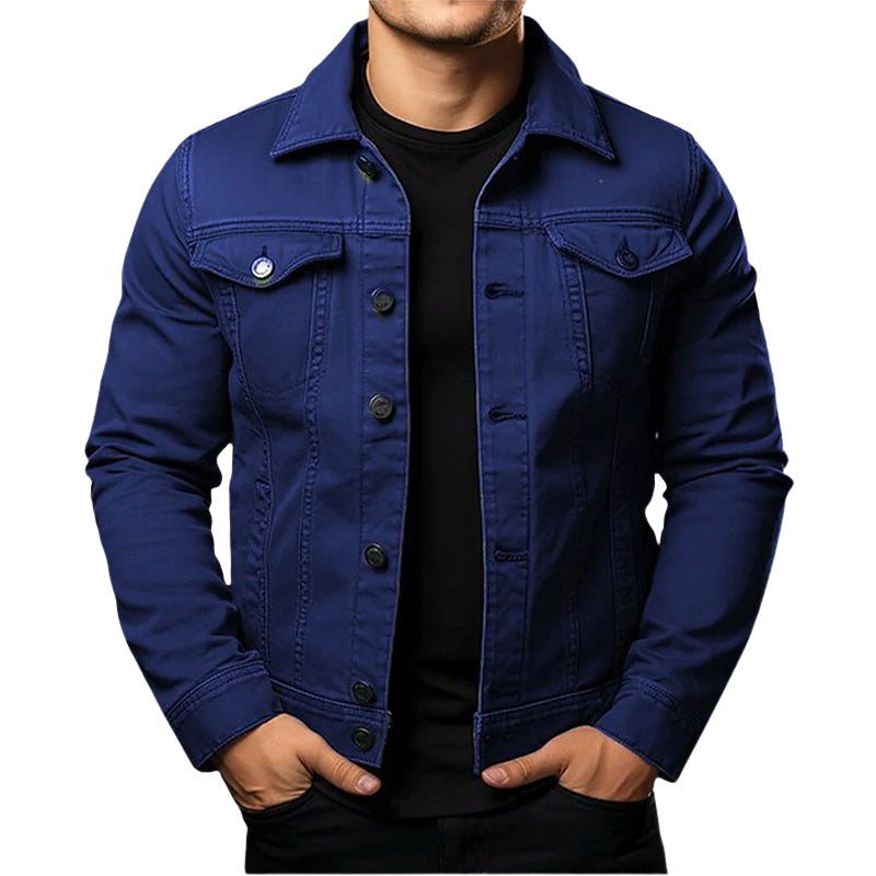 Falko – Denimjack met Lange Mouwen en Klassieke Kraag