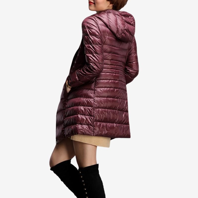 Eleanor – Lange Pufferjas met Verstelbare Capuchon en Ritssluiting