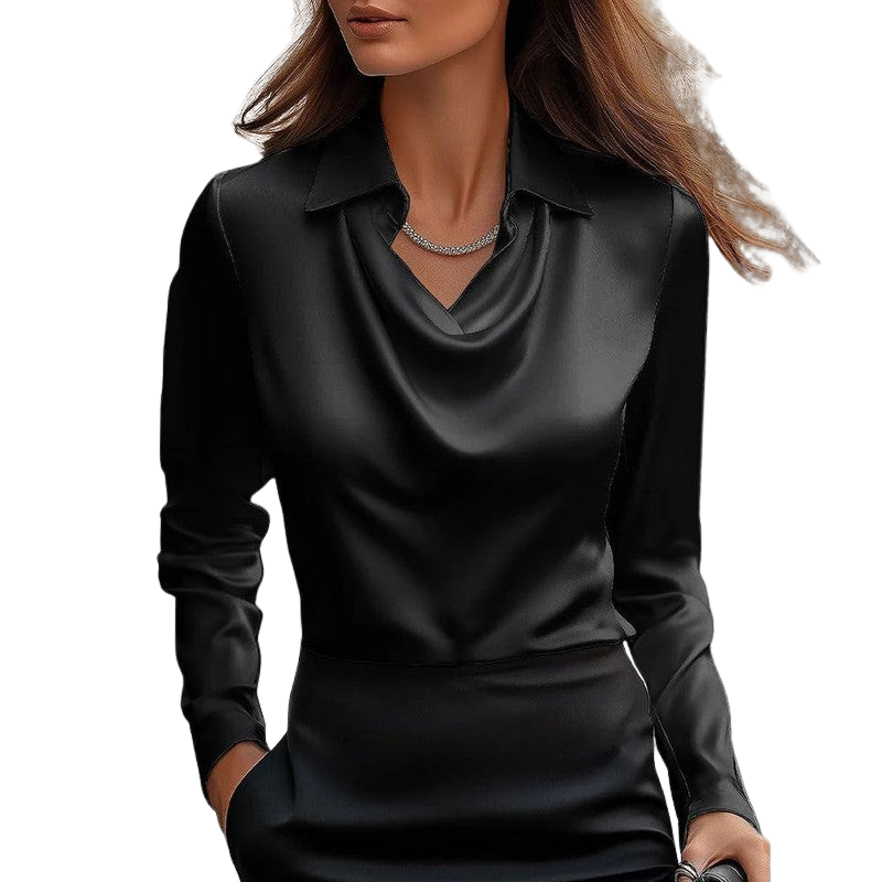 Elena – Slim Fit blouse met lange mouwen en kraag met knoopsluiting