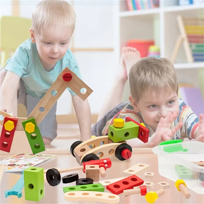 BuildBuddy – Draagbare doe-het-zelf gereedschapskist speelset met bouten en verwisselbare onderdelen