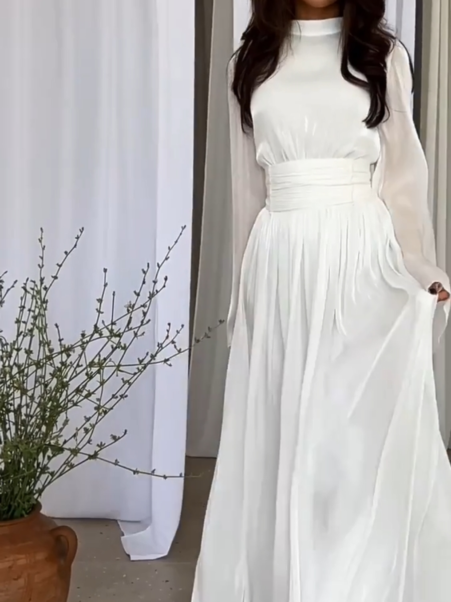 Lily – Elegante maxi-jurk met lange mouwen en vloeiend silhouet