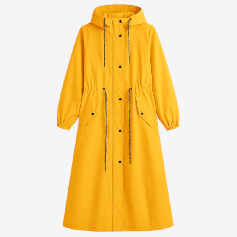 Veronica – Regenjas met Lange Mouwen Knopen en Zakken