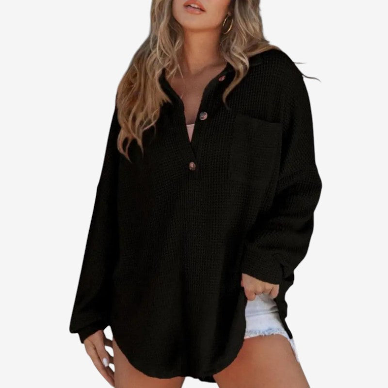 Nicole - Blouse met Lange Mouwen Knoopsluiting en Losse Pasvorm