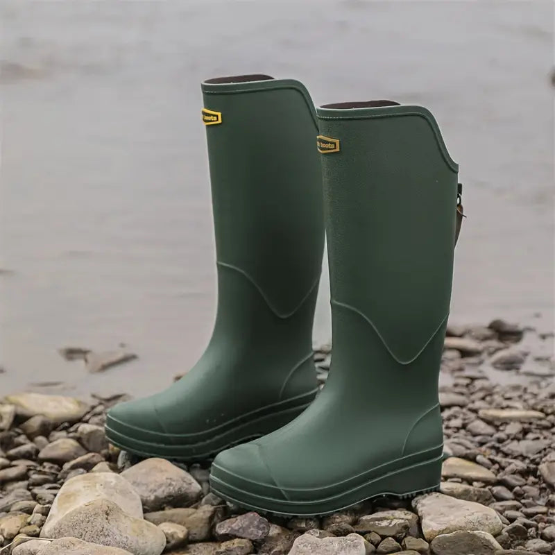 Blina – Kniehoge regenlaarzen met getextureerde zool en stijlvolle rits
