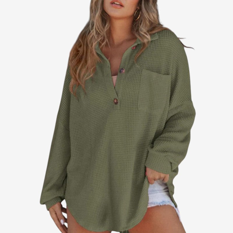 Nicole - Blouse met Lange Mouwen Knoopsluiting en Losse Pasvorm