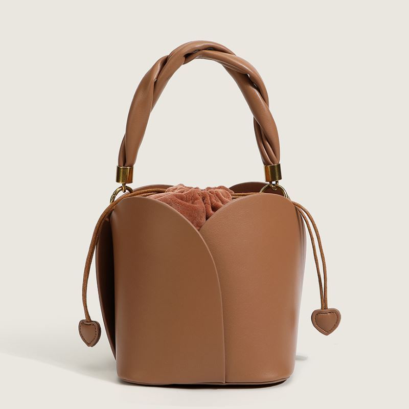 Lily - Elegante bucket bag met bloemmotief en koordsluiting
