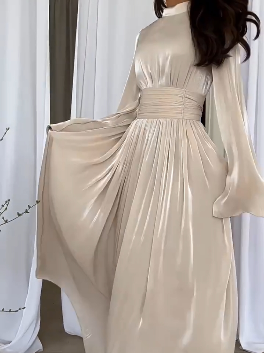 Lily – Elegante maxi-jurk met lange mouwen en vloeiend silhouet