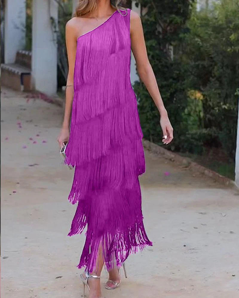 RadiantCharm™ - Geraffineerde Jurk Met Franjes