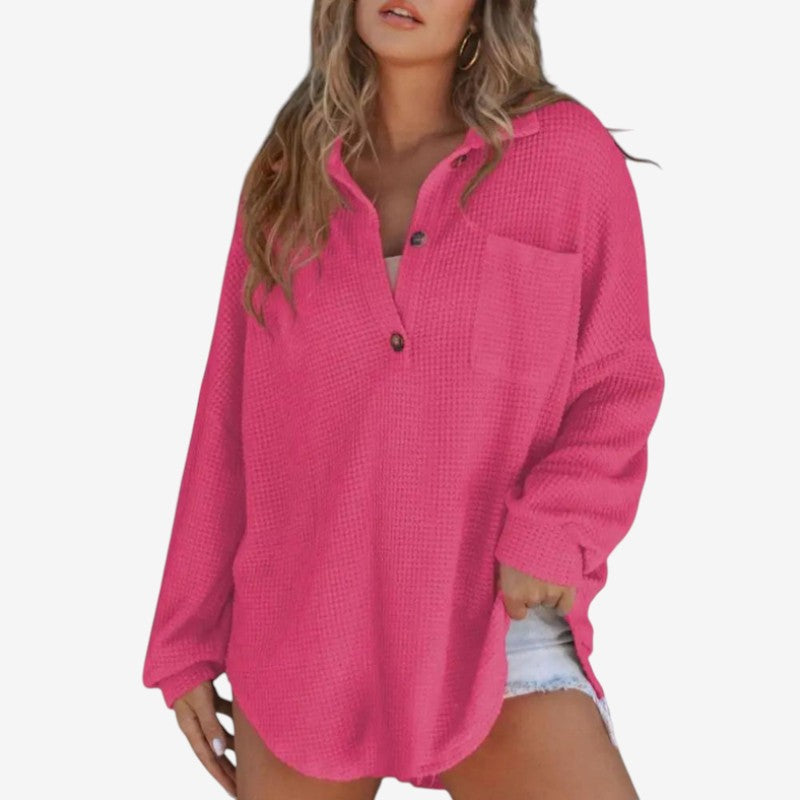 Nicole - Blouse met Lange Mouwen Knoopsluiting en Losse Pasvorm