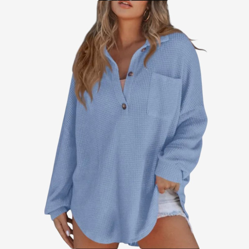 Nicole - Blouse met Lange Mouwen Knoopsluiting en Losse Pasvorm