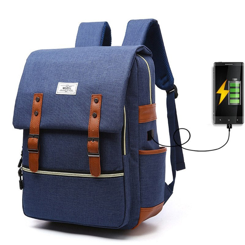 UrbanRetro - Verstelbare rugzak met riem en USB-oplaadpoort