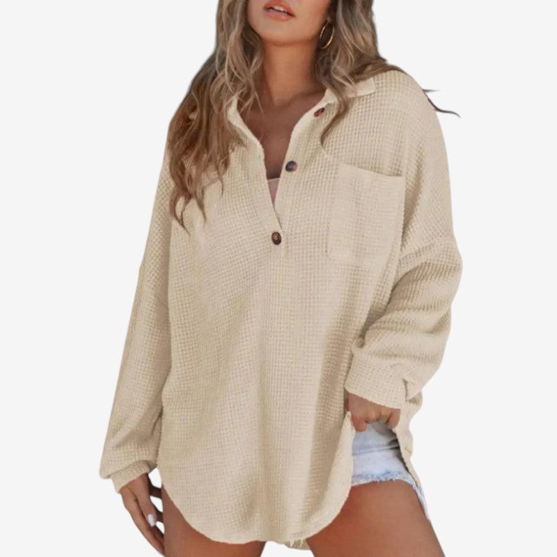Nicole - Blouse met Lange Mouwen Knoopsluiting en Losse Pasvorm