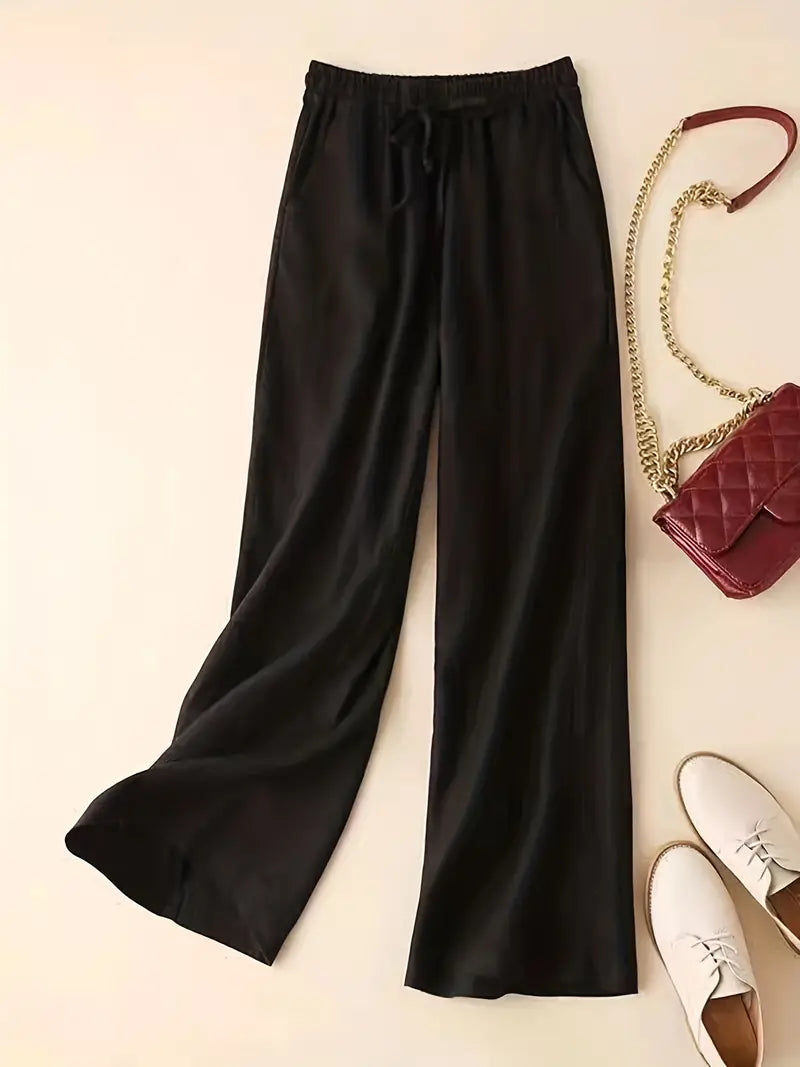 Alicea - Luxe loose fit broek met koord en zakken