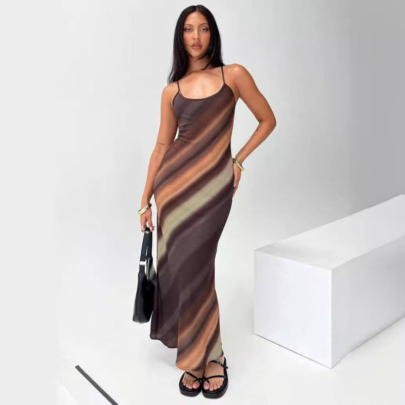 Clara - Maxi Jurk met Gradient Ontwerp en Spaghettibandjes