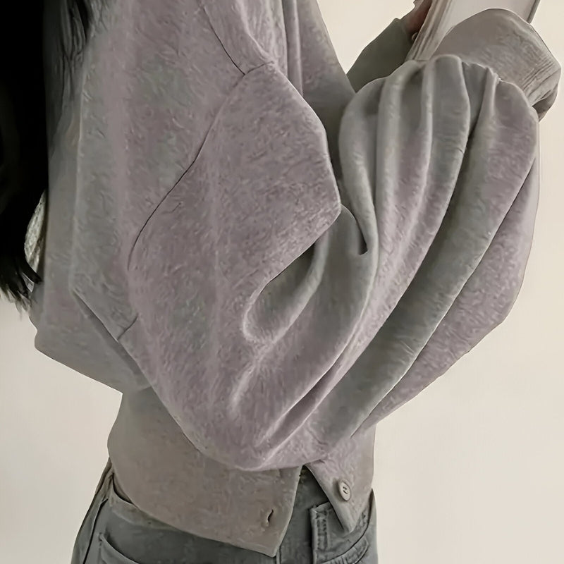 Lina – Trui met Lange Mouwen Knopen in de Taille en Geribde Details