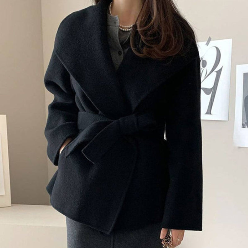 Kathryn - Lange Mouw Omkeerbare Jas met Tailleceintuur en Zijzakken