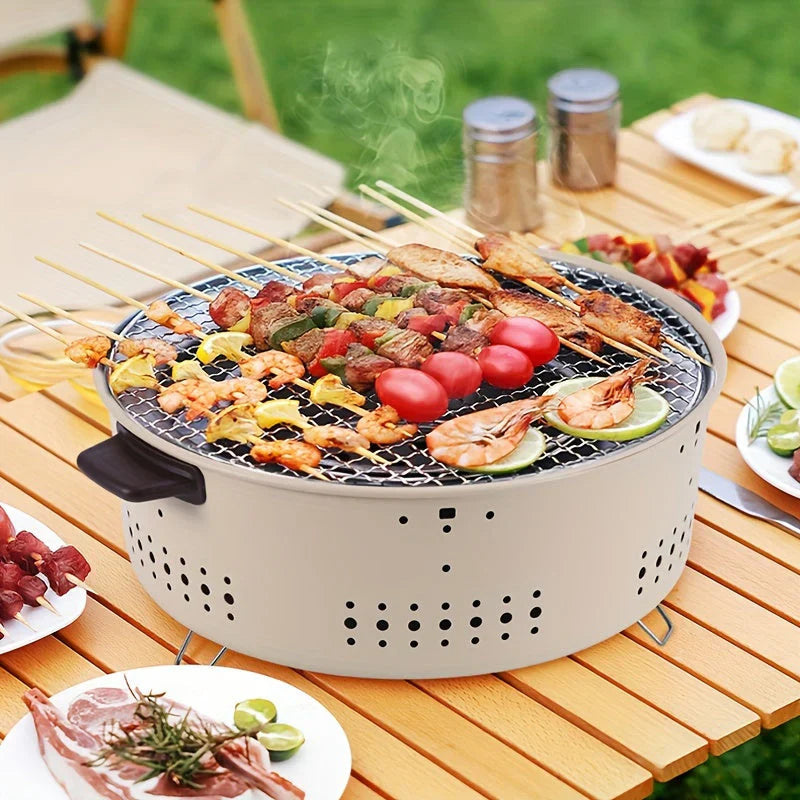 SmokeMate – Draagbare houtskoolgrill met compact rookreducerend ontwerp