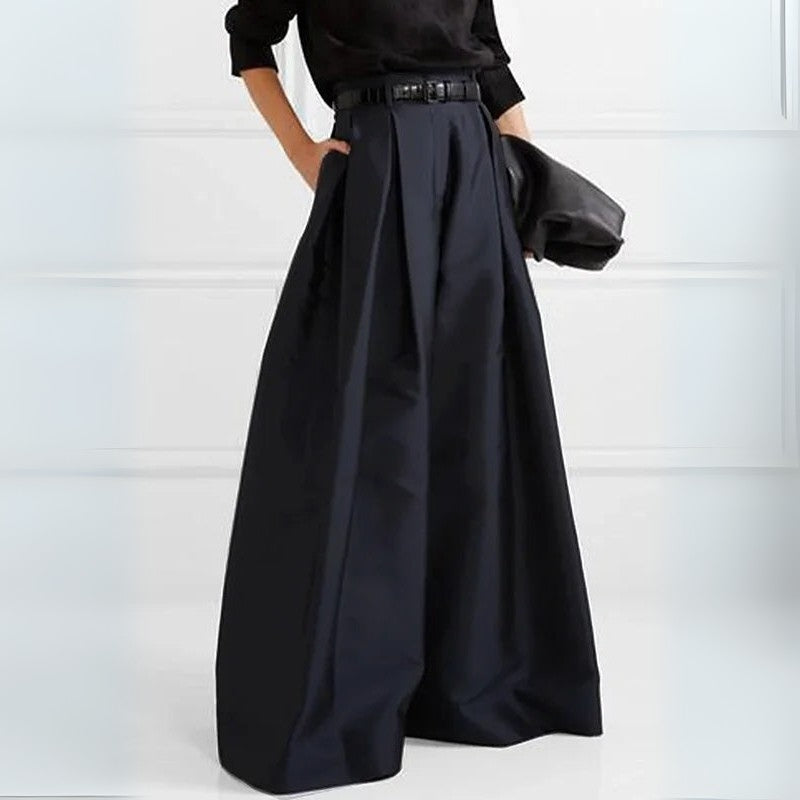 Selene – Hoge Taille Wijde Broek met Plooien