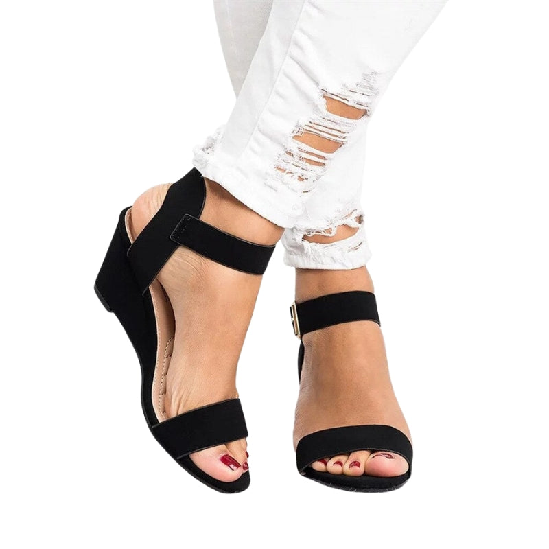 Bianca - Wedge sandalen met open teendesign en veilige enkelbanden