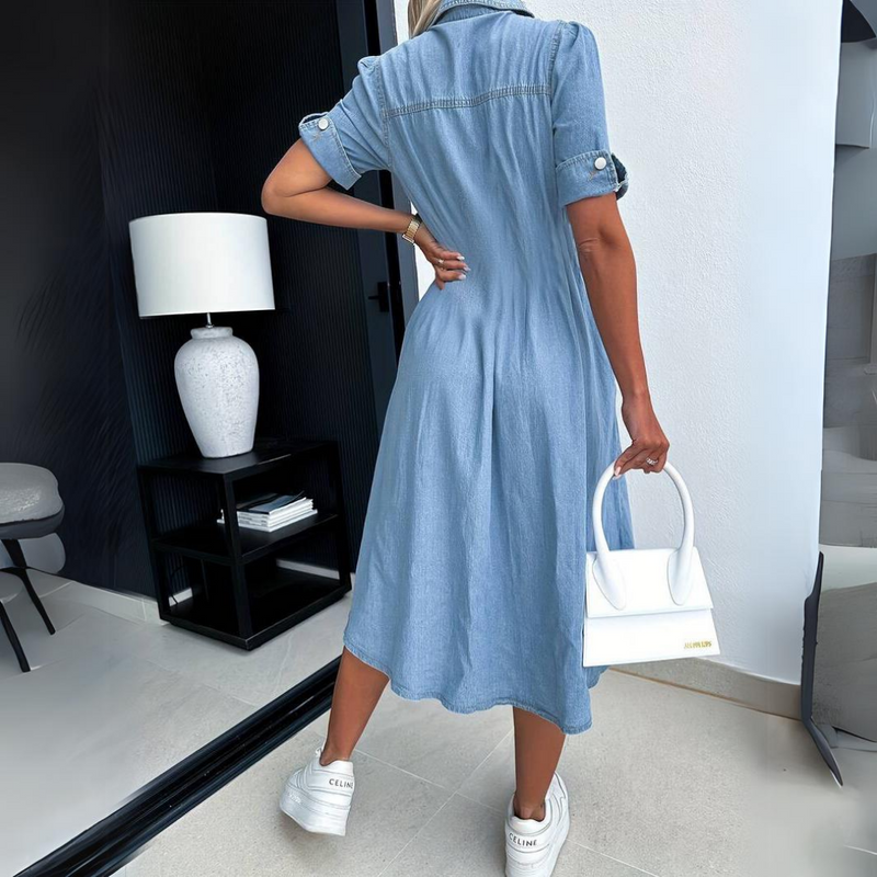 DenimGrace™ - Stijlvolle Jurk In Denim