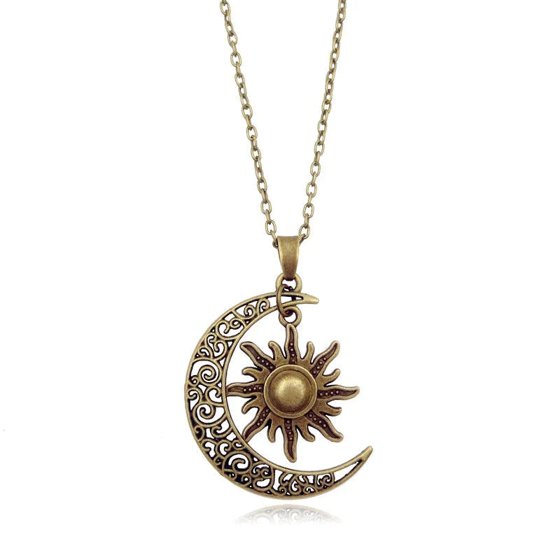 Selena - Hemelse hangerketting met elegant zon en maanontwerp voor sierlijke charme