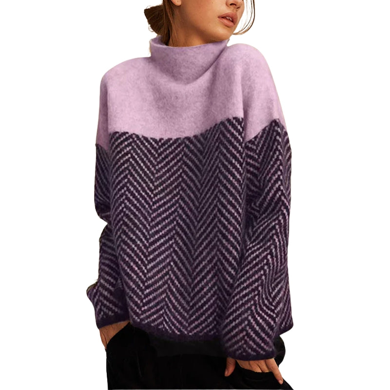 Charlotte – Oversized Trui met Hoge Kraag en Lange Mouwen