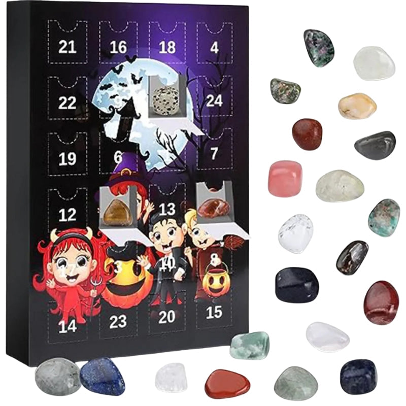 MystiStones – 24-Daagse Halloween Aftelkalender met Verrassingsstenen en Mini-schatten