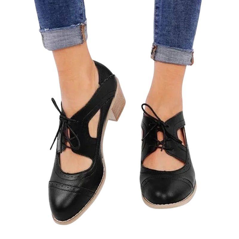 Victoria - Veterschoenen met Gesloten Teen en Chunky Hak