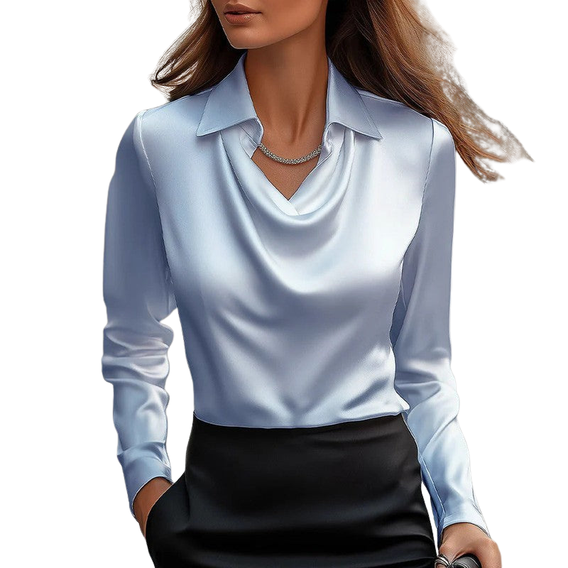 Elena – Slim Fit blouse met lange mouwen en kraag met knoopsluiting