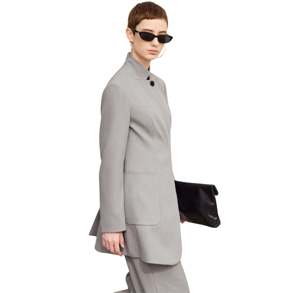 Zoey - Blazer met opstaande kraag meerdere zakken en knoopdetails