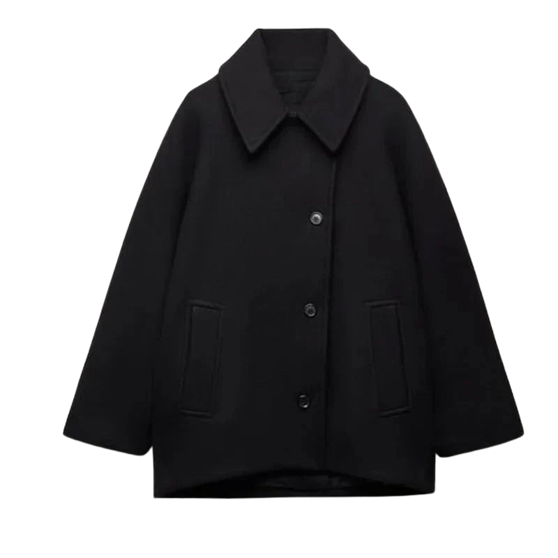 Harper – Oversized Jas met Knoopsluiting, Kraag en Voorzakken