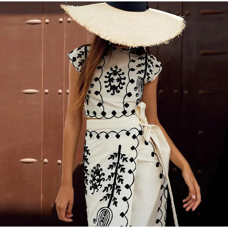 LinenLuxe™️ - Crop Top En Rok Set