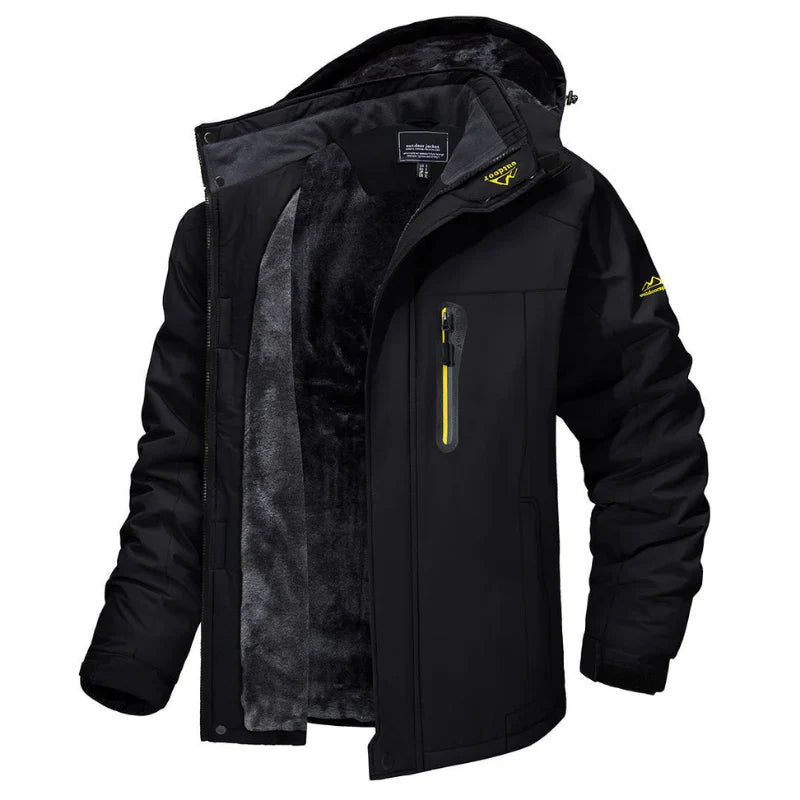 James - Classic Lange Mouwen Hooded Jas met Rits en Zakken
