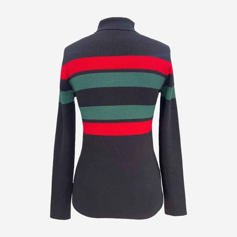 Simone – Gestreepte Turtleneck Trui met Lange Mouwen