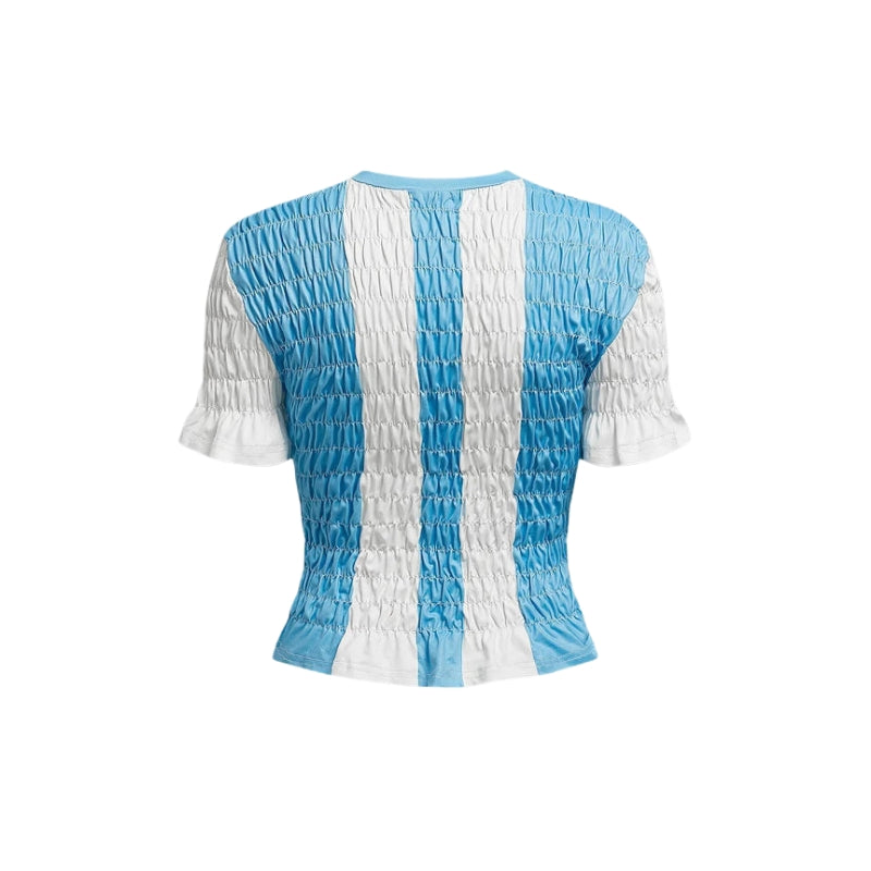 Zoey - Smocked T Shirt met Argentijns Ontwerp en Borduurwerk
