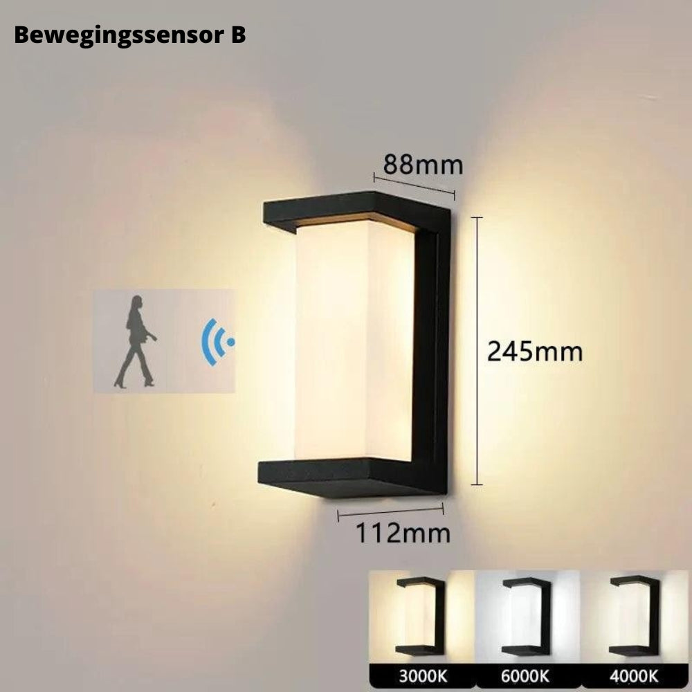 LumiGlow - Slimme buitenmuurlamp met bewegingssensor en automatisch lichtregelsysteem