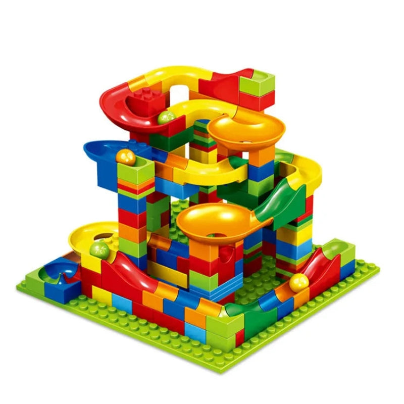 TrackCraft – Knikkerbaan bouwset met glijbanen Blokken en trechters voor hands-on spel
