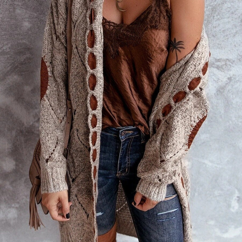 Natalie - Capuchon Vest met Lange Mouwen en Geribd Detail