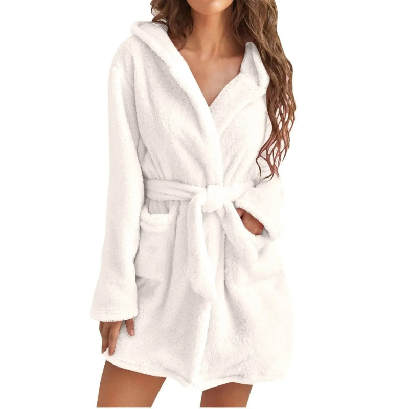 Lily - Stijlvolle fleece badjas met lange mouwen en zijzakken