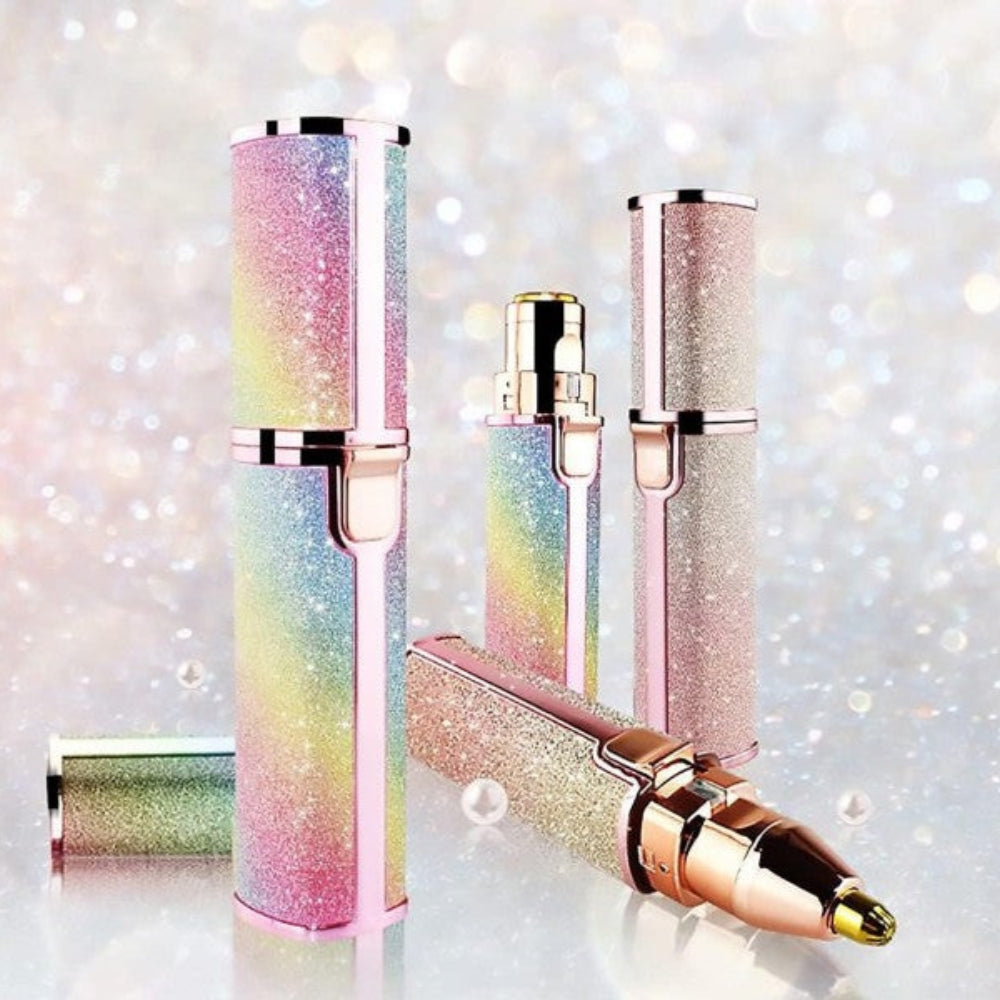 GlowTrim - 2-in-1 gezichtshaarverwijderaar met compacte beautytool voor een gladde huid en nauwkeurige wenkbrauwvormgeving