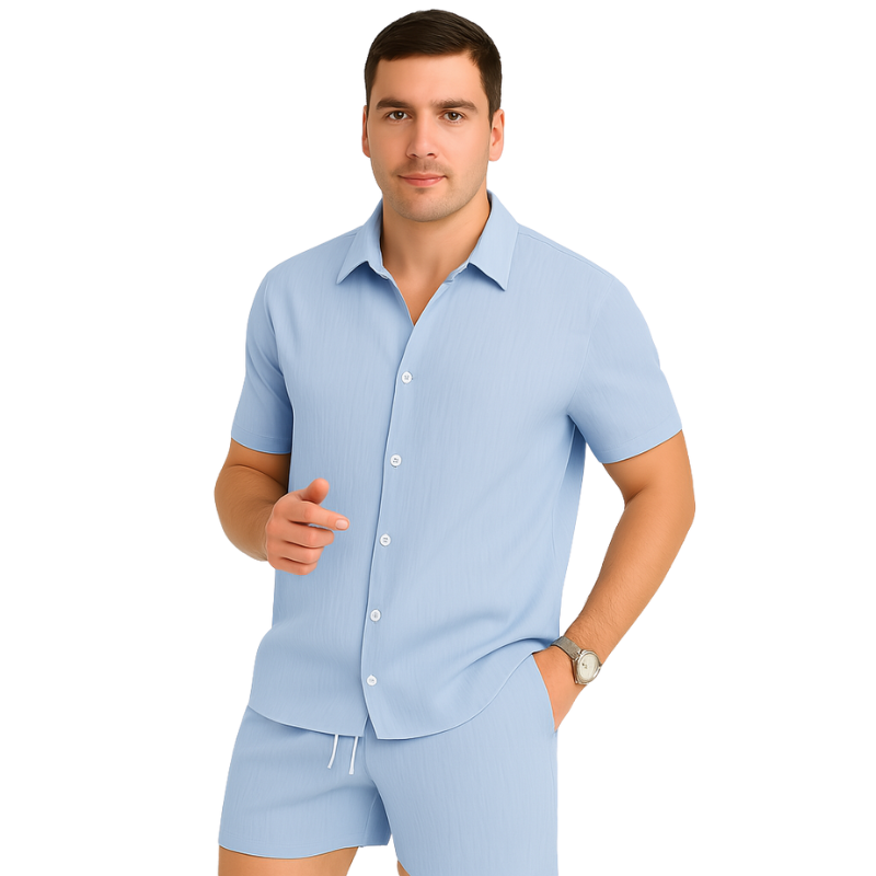 Randy – Korte Mouwen Overhemd met Bijpassende Shorts 2delige Set