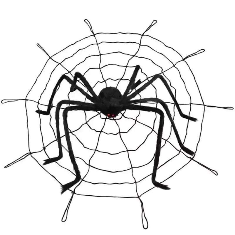 CreepNest – Reuzen Halloween Spinnenset met Webben en Buitenaccessoires
