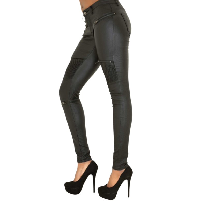 Hazel – Lange broek met hoge taille en ritssluitingzakken